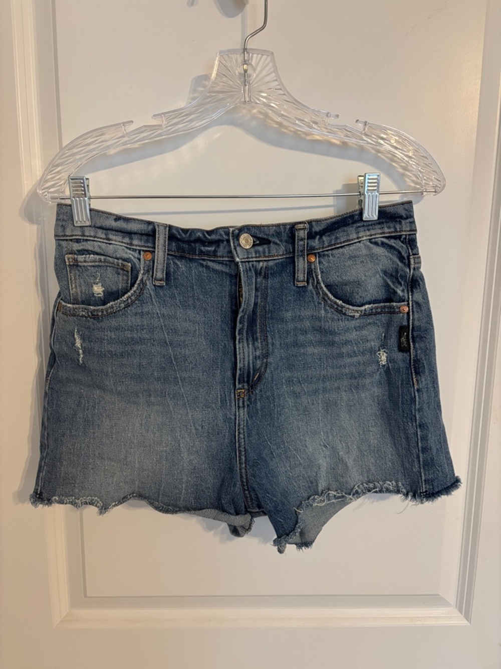 Silver Jeans Distressed Cutoff Denim Shorts - Blue Wash